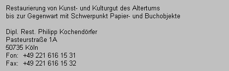 Atelier f�r Papierrestaurierung